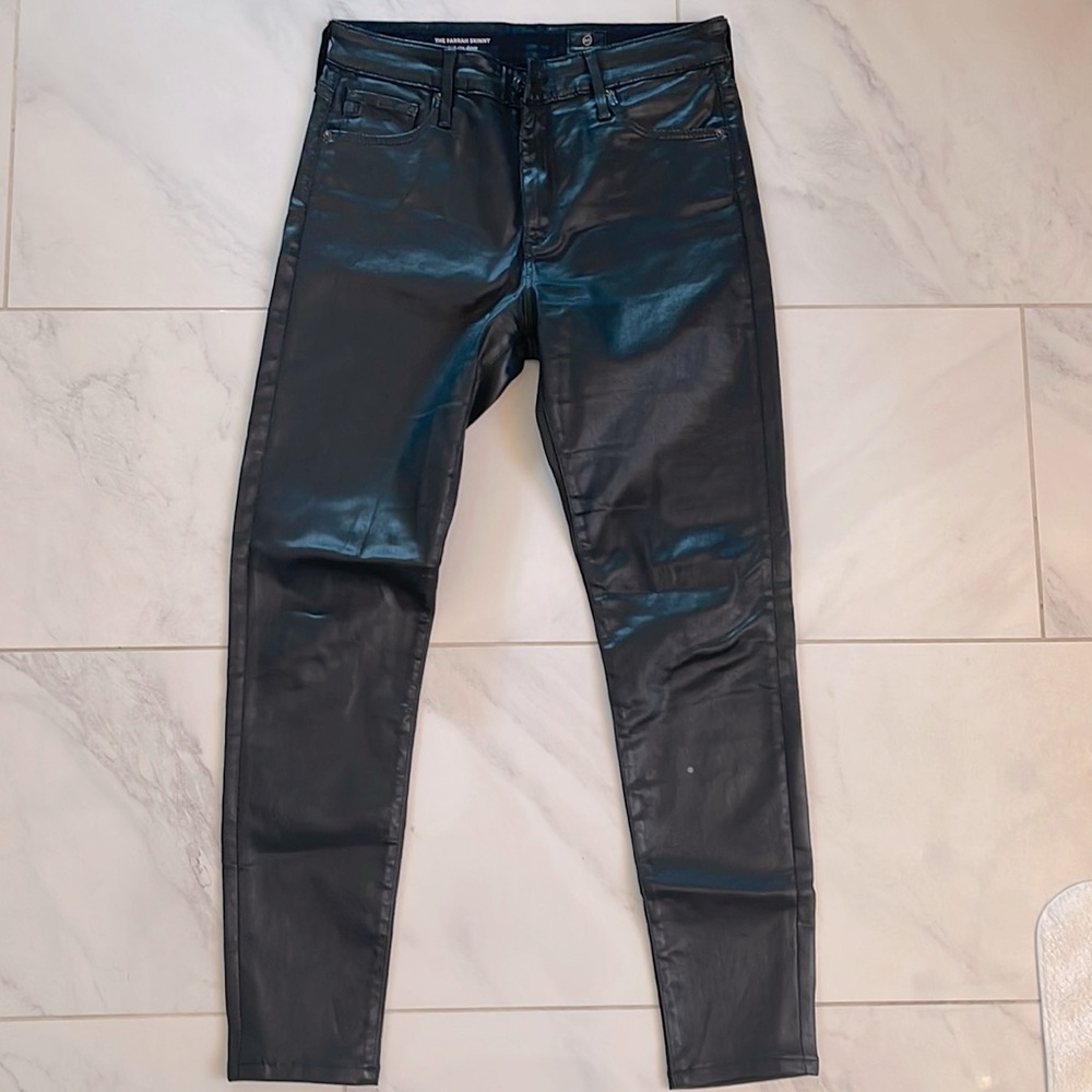 AG Farrah skinny black coated high-rise skinny jeans